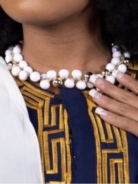 Vintage white and goldtone choker